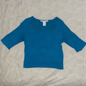 Teal Quarter Sleeve Crop Top